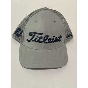 Titleist Hat Cap Mens Gray / Blue Foot Joy Pro V1 Mesh Back Performance Golf